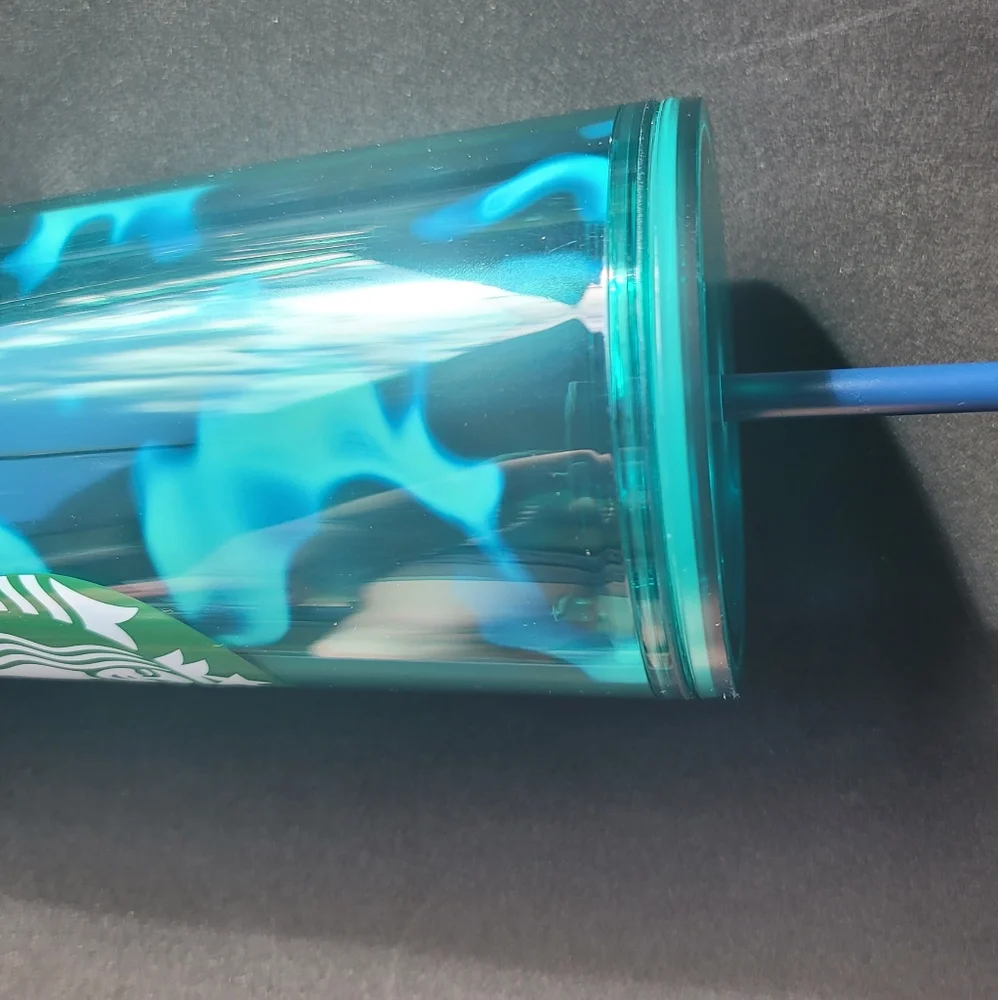 VENTI STARBUCKS GREEN & TEAL WATER WAVE TUMBLER